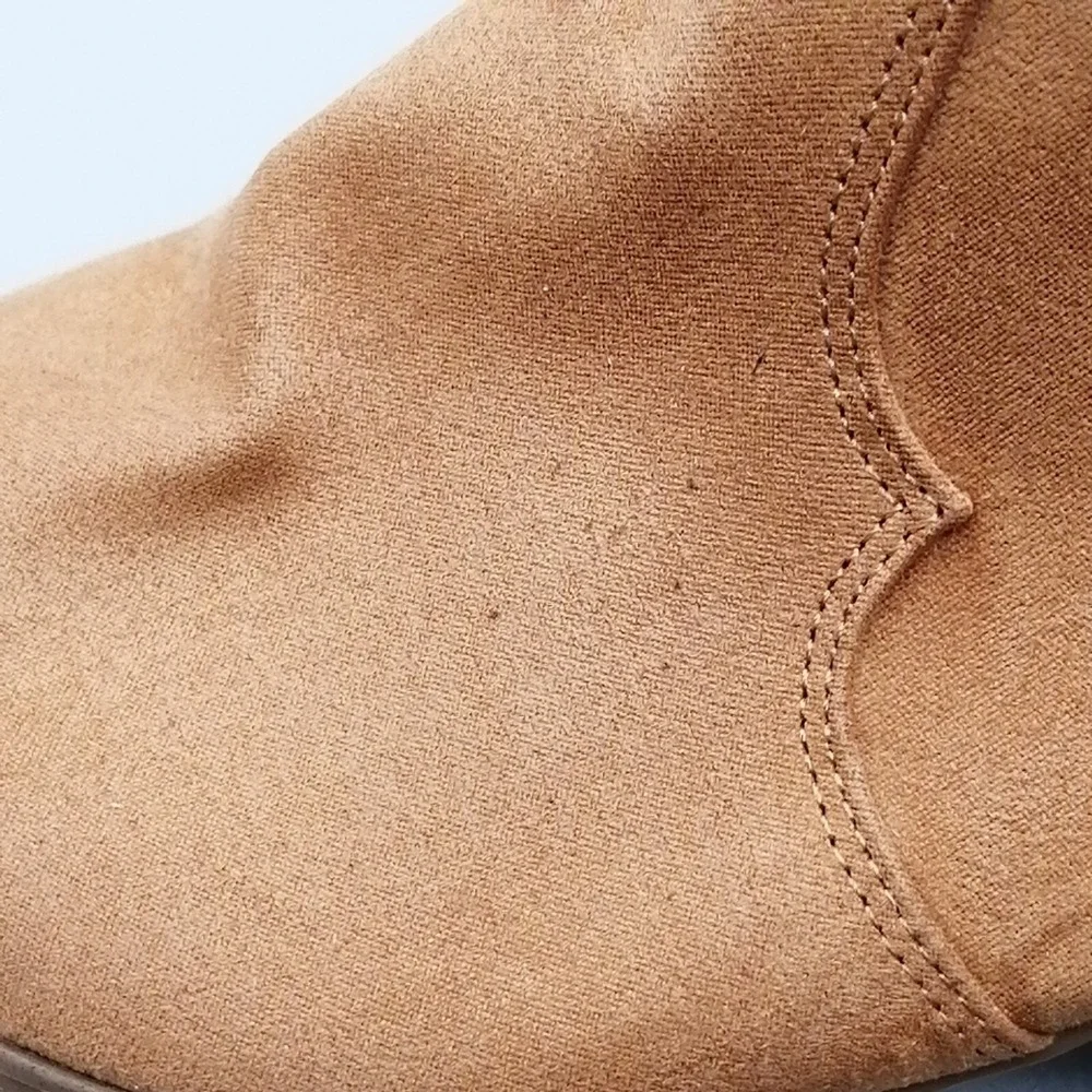 Old Navy Womens Western Ankle Boot Tan Cuban Heel Side Zip Pointed Toe 7